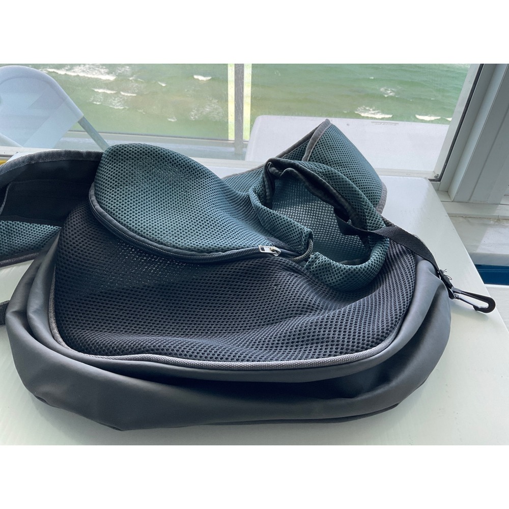 Pet Carrier Sling Polyester Gray Buckle Strap Sporty